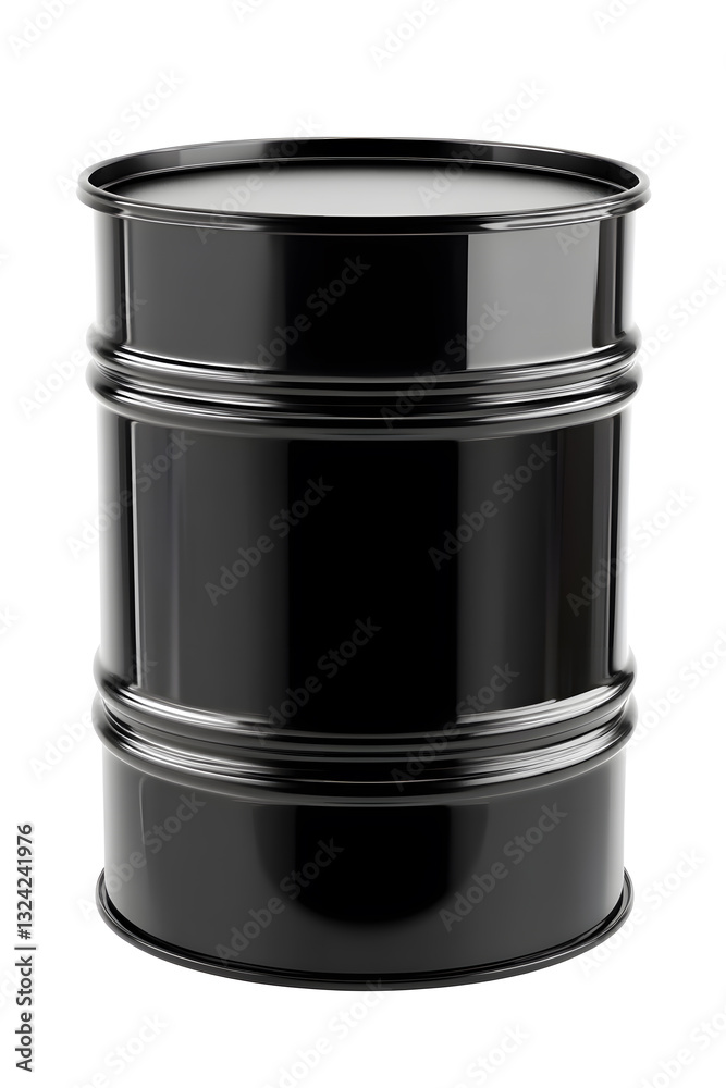 Black industrial oil drum isolated on white backdrop Black industrial oil drum isolated on white backdrop