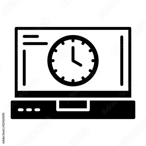 Clock Laptop Interface Solid Icon