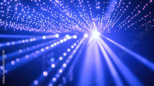 Abstract light tunnel  vibrant blue effect