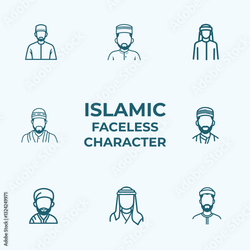 Faceless Islamic Character in Minimalist Line Art