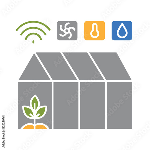 Smart greenhouse flat icon. Smart agriculture.