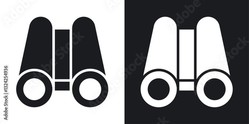 Binoculars icons in flat vector style