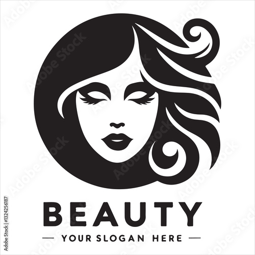 Beauty woman face logo Classic Beauty Salon Logo silhouette vector