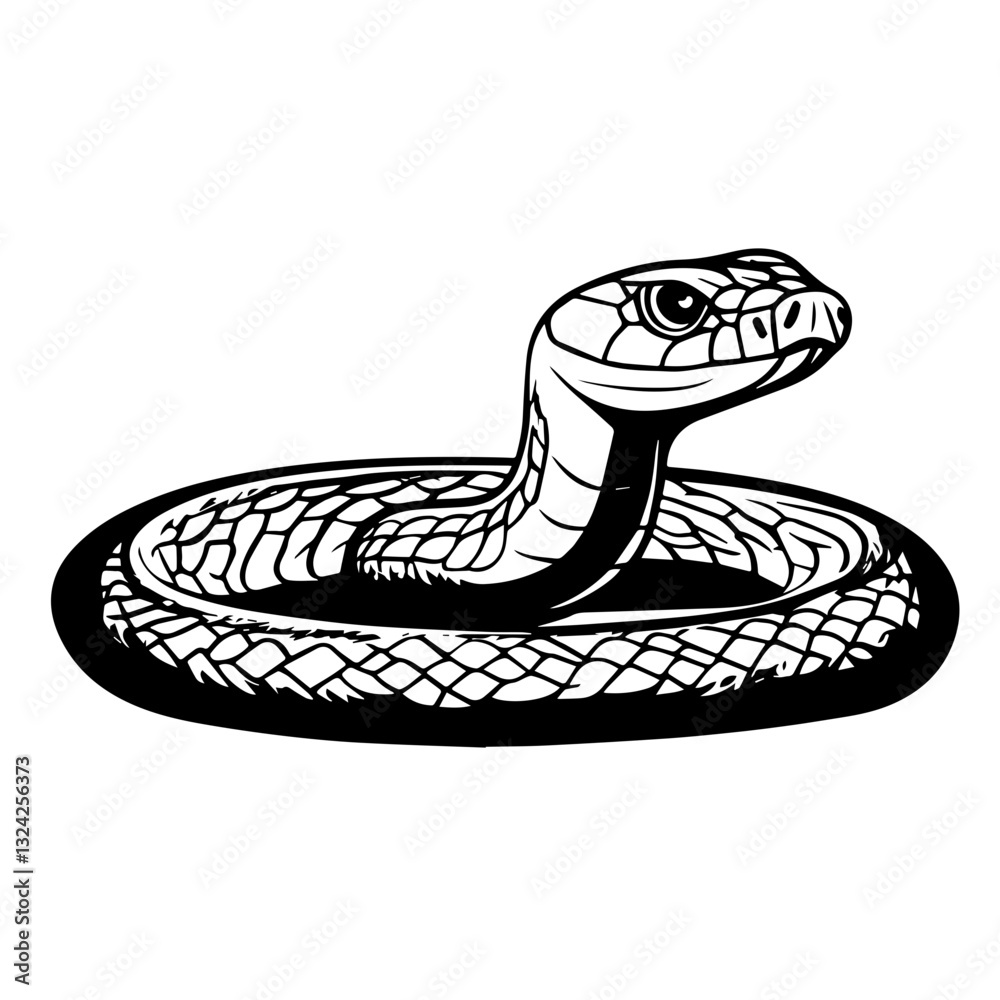 Fototapeta premium Snake Simple Vector Logo – High-Contrast Flat Design Illustration