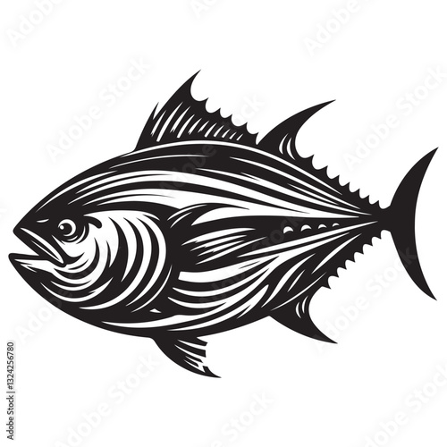 Tuna seafood. Tuna fish vector illustration.