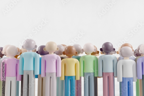 a collection of characters of various skin colors represent diversity and inclusion people, on blank white background for copy space