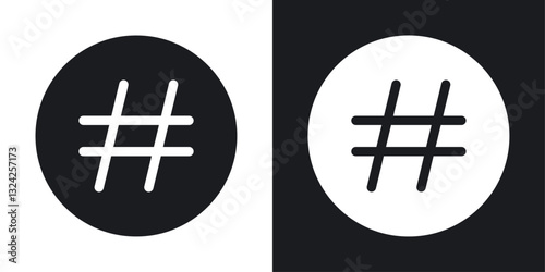 Hashtag icons in flat vector style