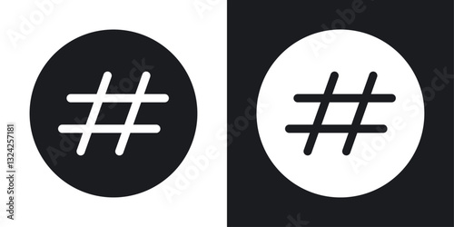 Hashtag icons in flat vector style