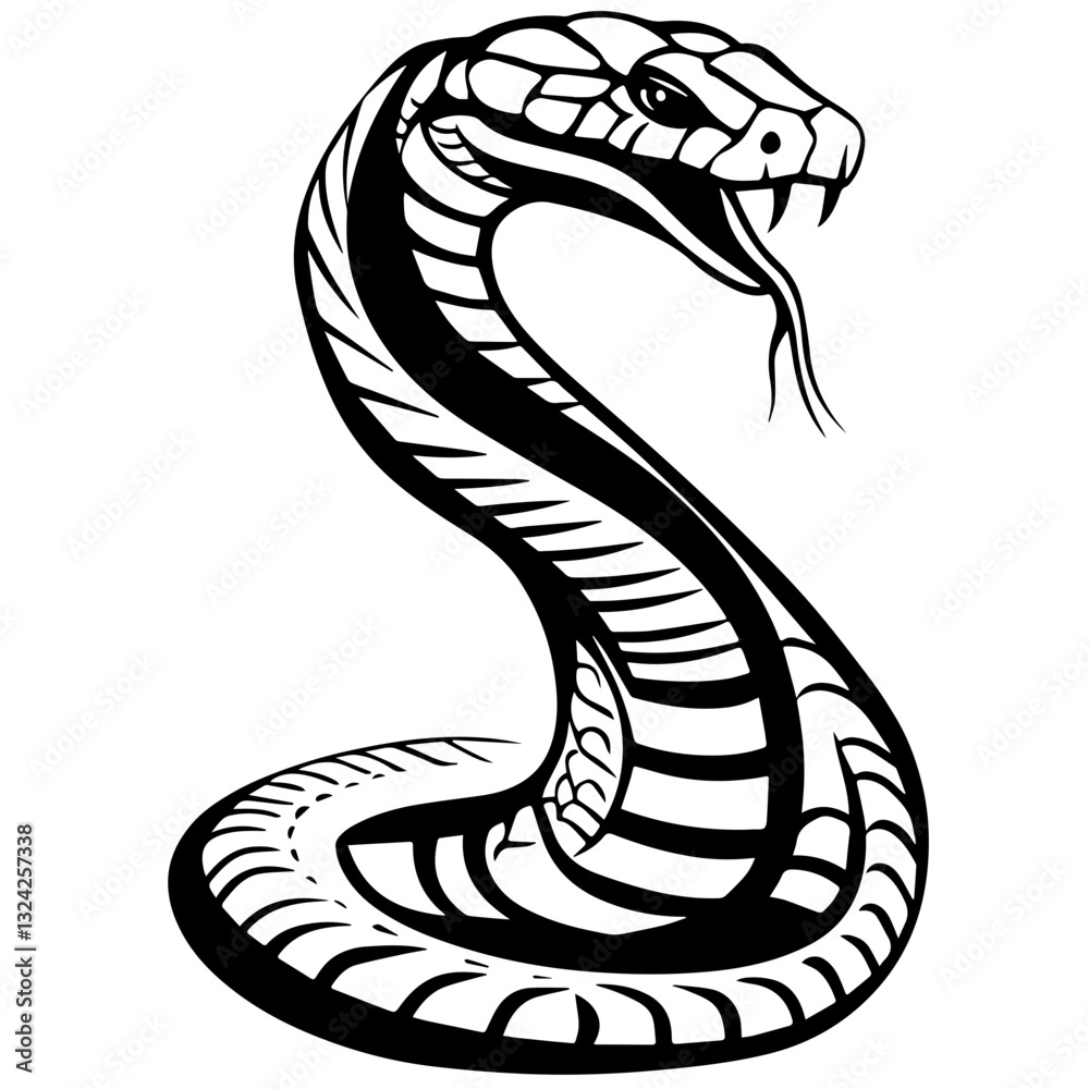 Fototapeta premium Snake Simple Vector Logo – High-Contrast Flat Design Illustration