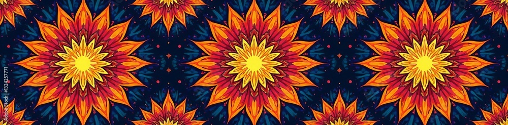 Sun shaped seamless pattern with vibrant colors and intricate designs, seamless, sun, intricate Sun shaped seamless pattern with vibrant colors and intricate designs, seamless, sun, intricate