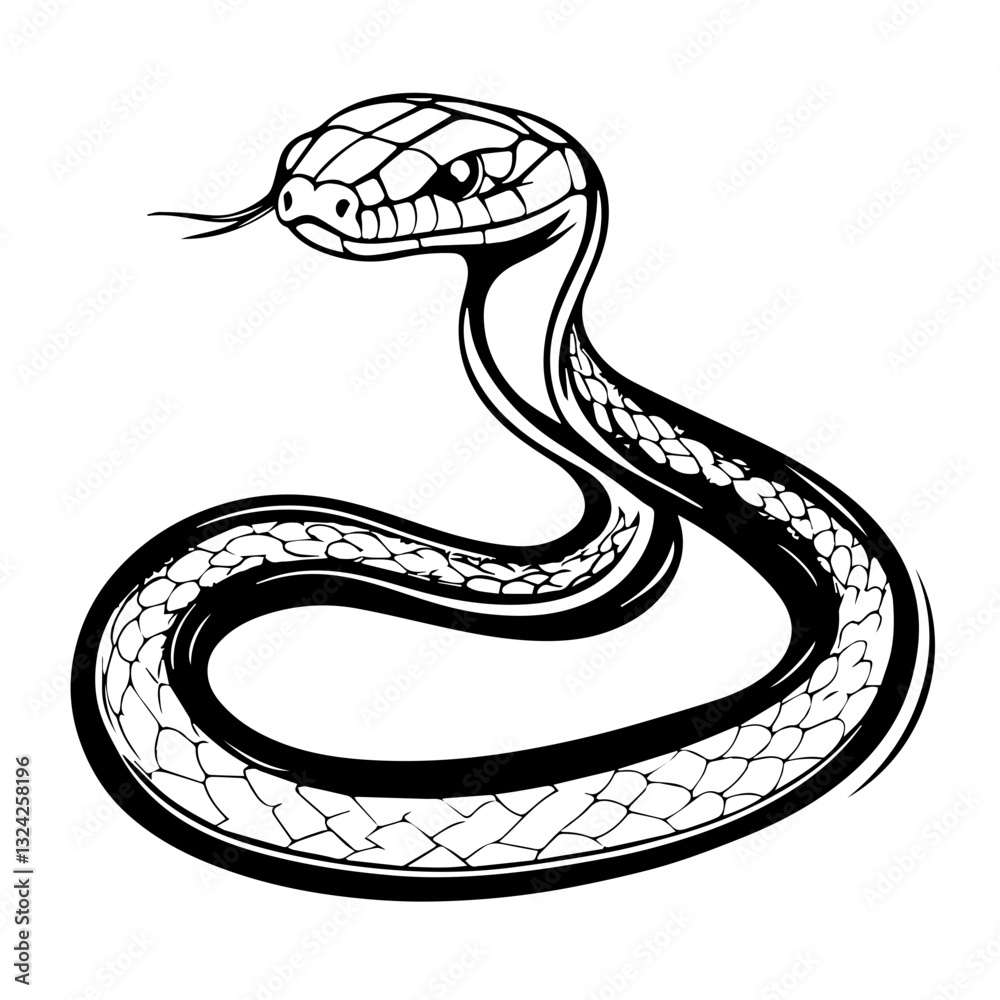 Fototapeta premium Snake Simple Vector Logo – High-Contrast Flat Design Illustration