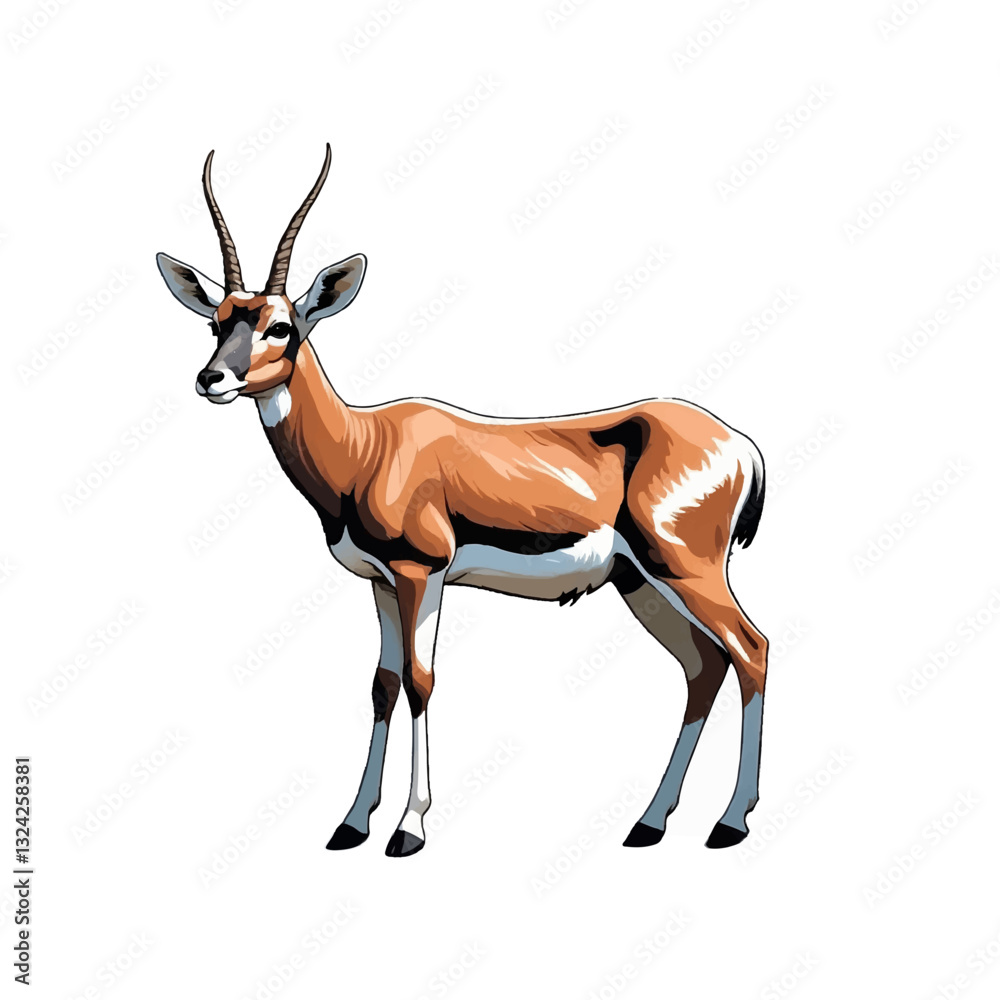 Fototapeta premium Beautifully illustrated antelope standing gracefully in a natural pose with expressive features