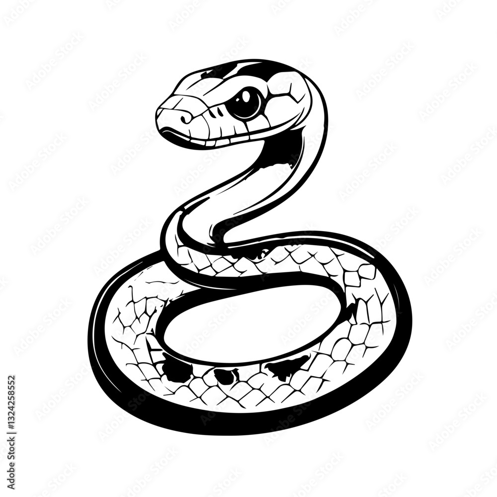 Fototapeta premium Snake Simple Vector Logo – High-Contrast Flat Design Illustration