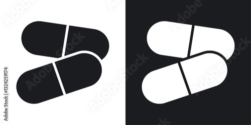 Pill icons in flat vector style