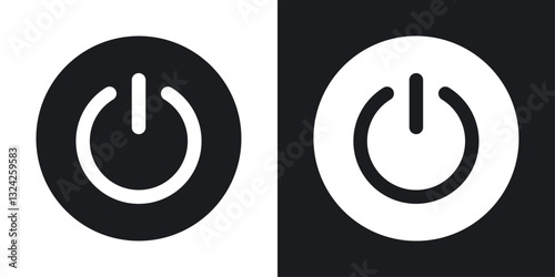 Power button icons in flat vector style