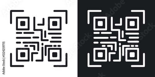 QR code icons in flat vector style
