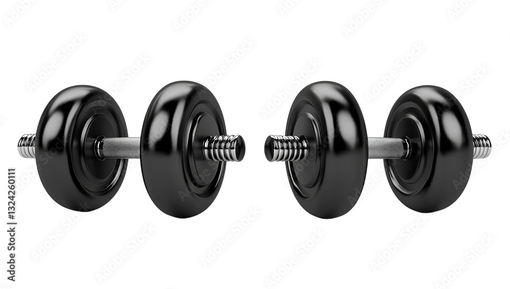 Black dumbbells isolated on transparent background cutout, PNG file with clipping path for design elements or mockup template Black dumbbells isolated on transparent background cutout, PNG file with clipping path for design elements or mockup template
