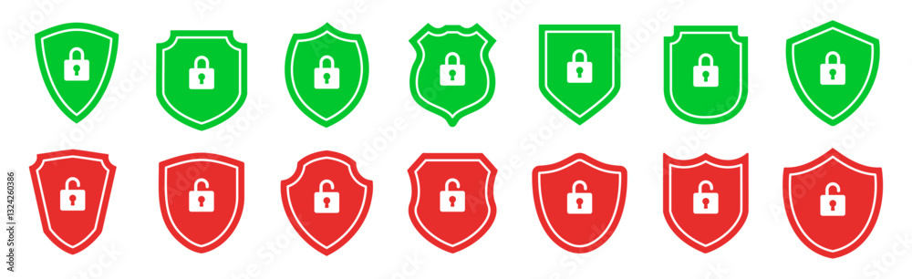 Security shield symbols isolated on transparent. Shield with padlock logo icon design template. Protection secure lock vector sign. Security and privacy symbol Security shield symbols isolated on transparent. Shield with padlock logo icon design template. Protection secure lock vector sign. Security and privacy symbol