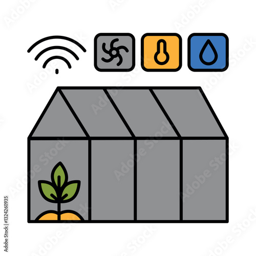 Smart greenhouse  color line icon for digital and print projects.