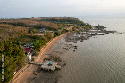 Aerial view of Had Sai Yao Village, Tanyong Po Cape, Satun, Thailand photo