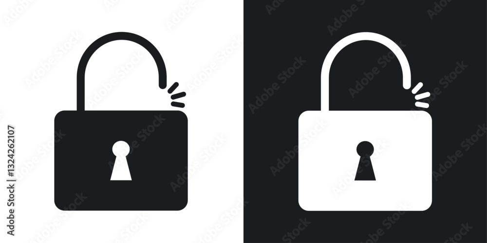 Unlock icons in flat vector style Unlock icons in flat vector style