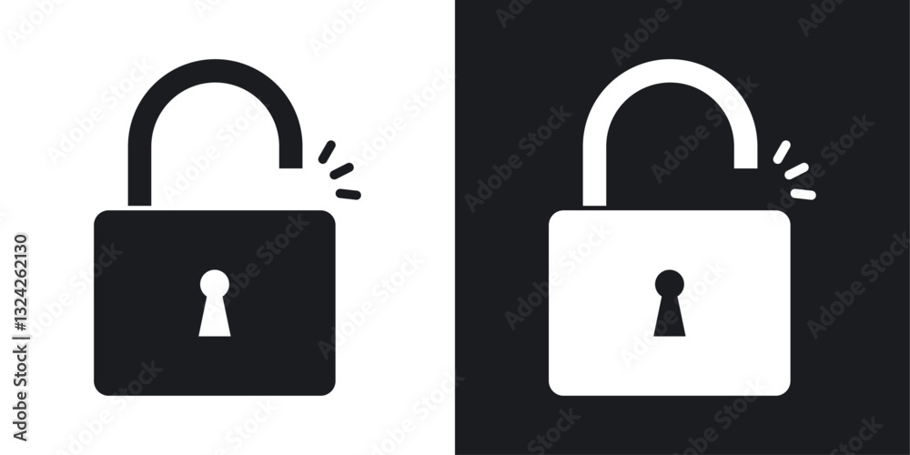 Unlock icons in flat vector style Unlock icons in flat vector style