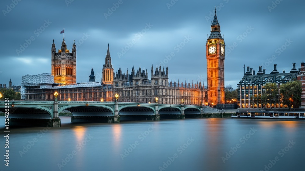 A peaceful London evening scene shows Big Ben and Parliament lit up at dusk.
A peaceful London evening scene shows Big Ben and Parliament lit up at dusk.