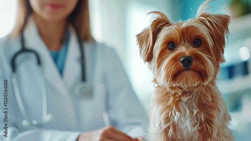 A veterinarian examines a small dog in a clinic, showcasing a caring environment for pet health and wellness. A veterinarian examines a small dog in a clinic, showcasing a caring environment for pet health and wellness.