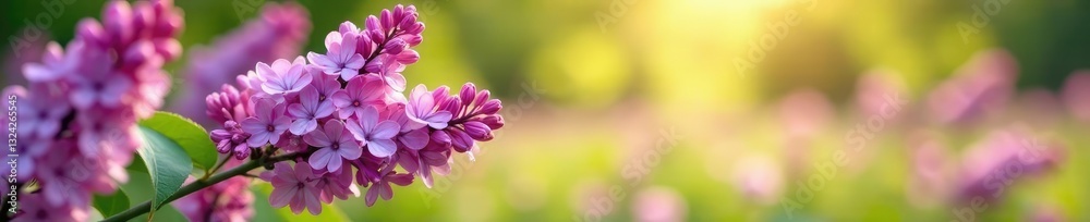 Lilac blooms unfurl their delicate petals in a sunny meadow, lilac flowers, wildflowers, natural scenery Lilac blooms unfurl their delicate petals in a sunny meadow, lilac flowers, wildflowers, natural scenery