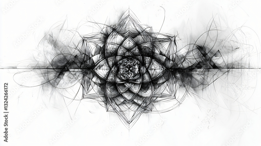 A high-resolution sacred geometry tattoo design, incorporating ancient symbols and mystical energy patterns. A high-resolution sacred geometry tattoo design, incorporating ancient symbols and mystical energy patterns.