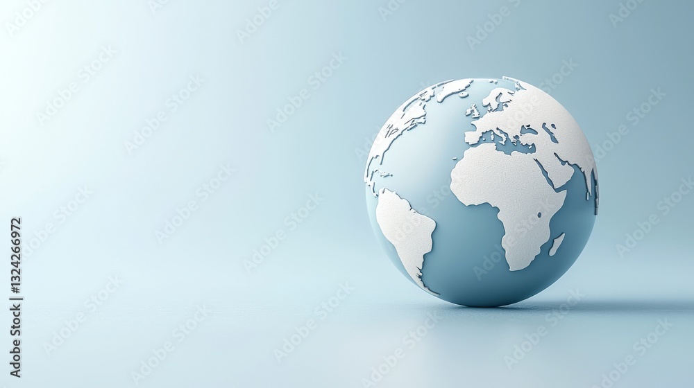 A minimalist globe illustration showcasing continents in a soft blue setting, highlighting Earth's geographical features. A minimalist globe illustration showcasing continents in a soft blue setting, highlighting Earth's geographical features.