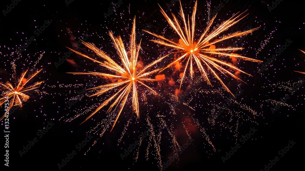 Fototapeta premium Fireworks exploding in the night sky, creating a festive atmosphere