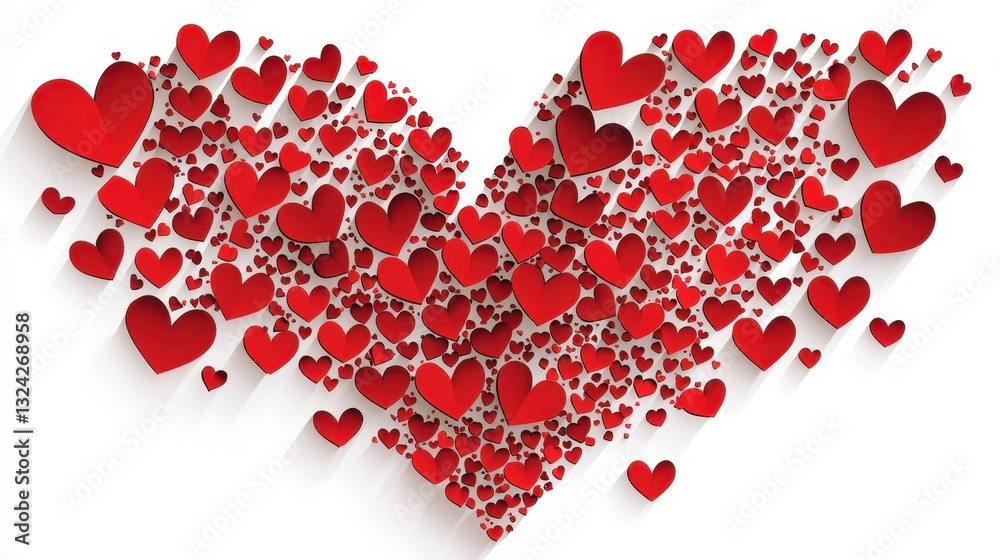 Red Hearts Design, Love, Abstract Art Red Hearts Design, Love, Abstract Art