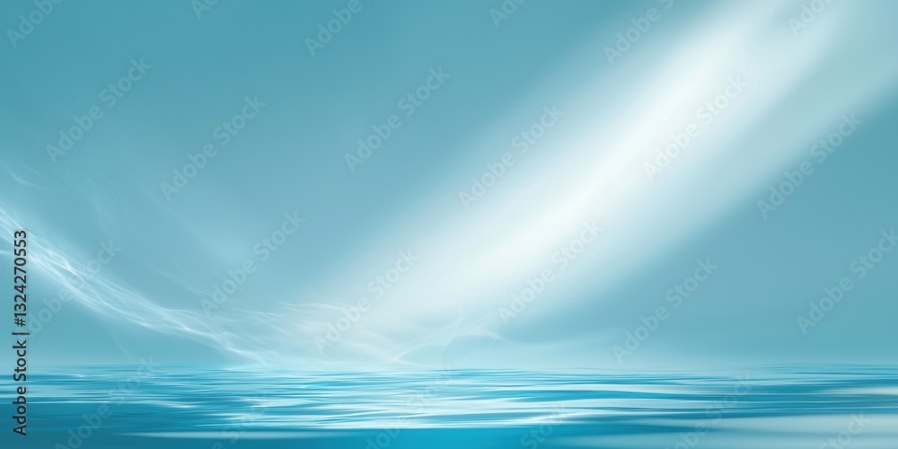 Light beam shining on a calm water surface, abstract background Light beam shining on a calm water surface, abstract background