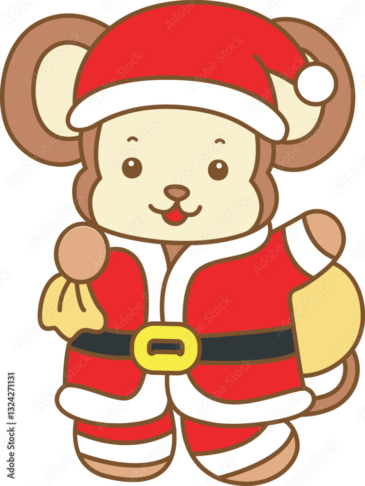 Cute Monkey christmas vector icon. Funny baby Monkey animal series christmas illustration. Cute Monkey christmas vector icon. Funny baby Monkey animal series christmas illustration.