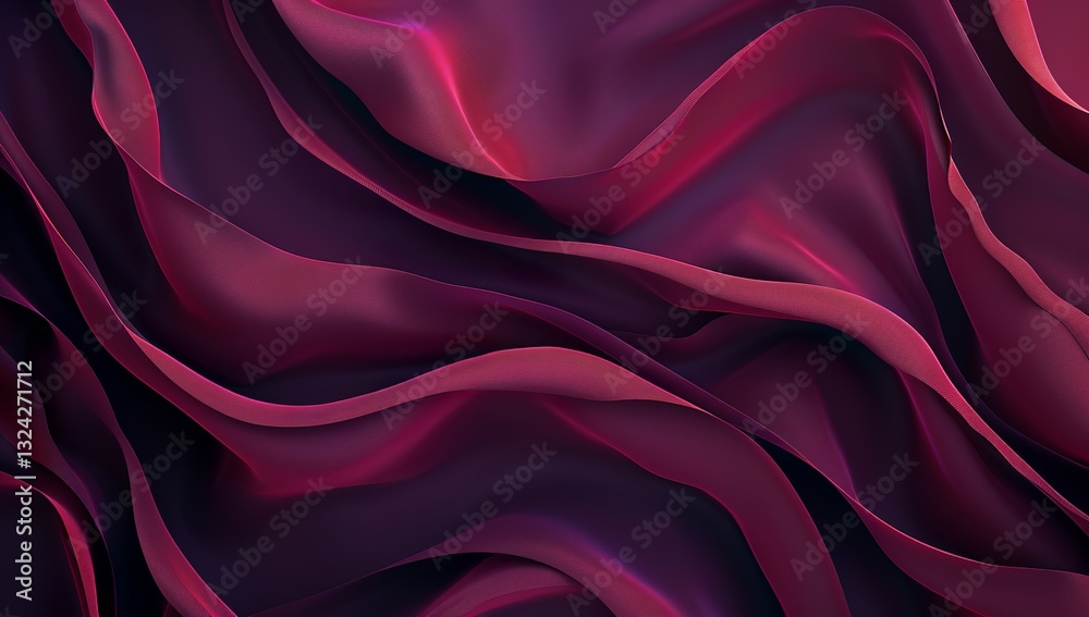 Obraz premium Elegant Dark Pink Satin with Glossy Black Shadow Folds