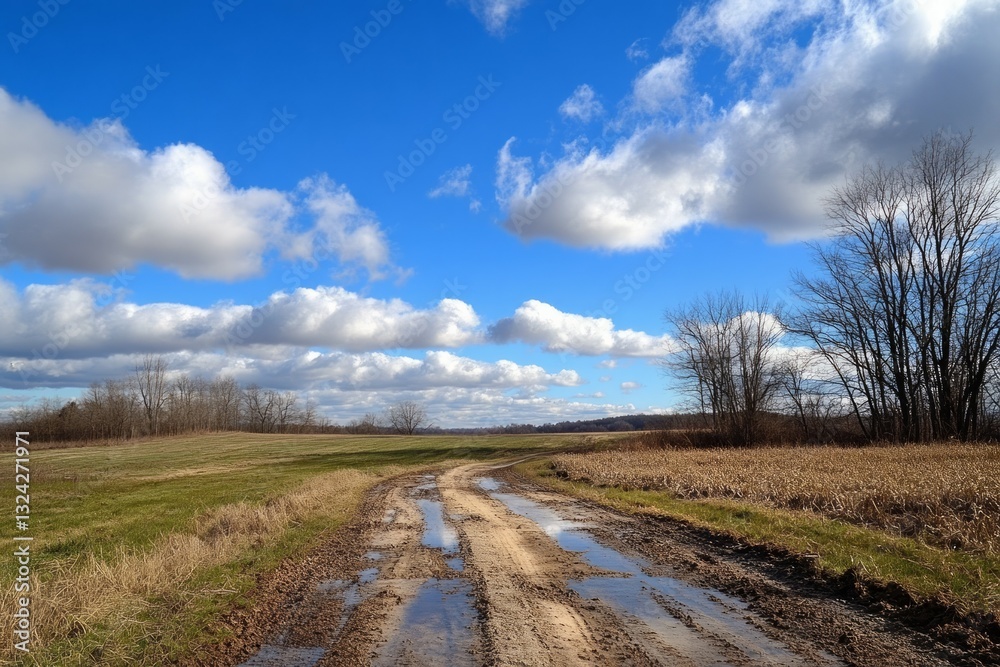 Vast landscape with blue sky and clouds. Neural network AI generated Vast landscape with blue sky and clouds. Neural network AI generated
