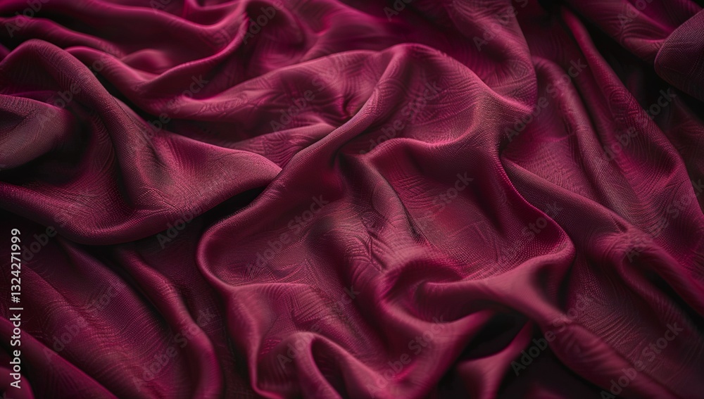 Burgundy Satin Fabric with Deep Glossy Folds and Curves Burgundy Satin Fabric with Deep Glossy Folds and Curves
