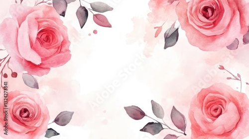 Soft Pink Roses with Watercolor Wash for Elegant Background Design