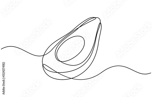 Avocado one line icon. One line drawing background. Continuous line drawing of avocado, continuous line of avocado fruit. Simple one line drawing of avocado