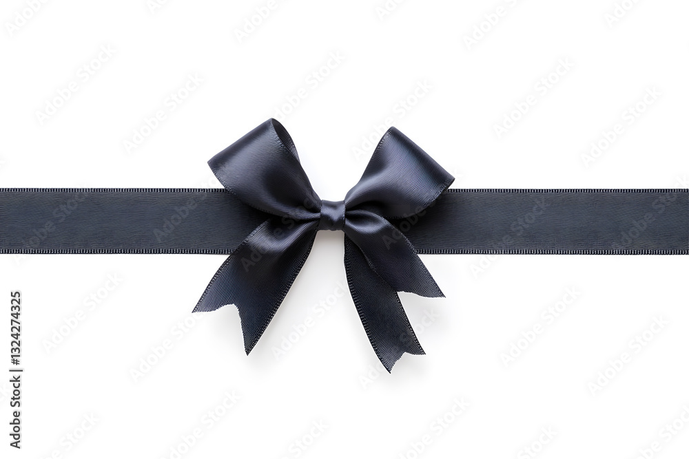 Black Gift Ribbon with Bow isolated isolated on white background Black Gift Ribbon with Bow isolated isolated on white background