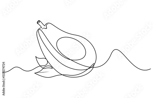 Avocado one line icon. One line drawing background. Continuous line drawing of avocado, continuous line of avocado fruit. Simple one line drawing of avocado