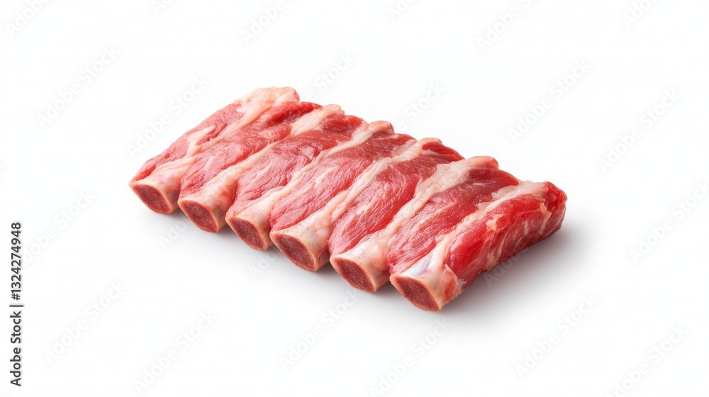 Fresh cuts of beef short ribs on a white background Fresh cuts of beef short ribs on a white background