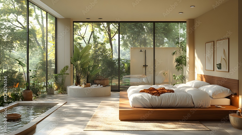 Fototapeta premium A bright-lit unit with full soft touch for a calm world