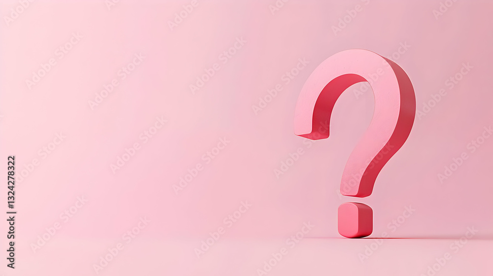 3D Rendered Pink Question Mark on a Pastel Pink Background With Dramatic Lighting 3D Rendered Pink Question Mark on a Pastel Pink Background With Dramatic Lighting