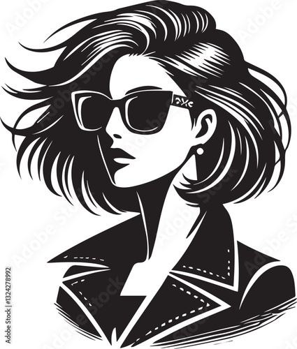 black girl with sunglasses vector file, women head in sunglass, women head in sunglass silhouette vector, women head vector illustration, Woman silhouette vector isolated on white background