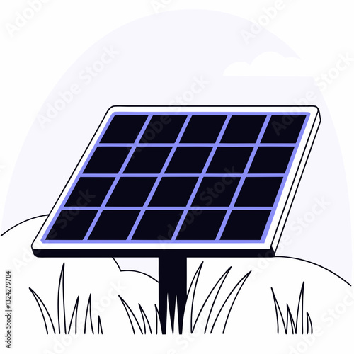 Illustration of a solar panel | Minimalistic style, modern design, representing renewable energy and sustainability