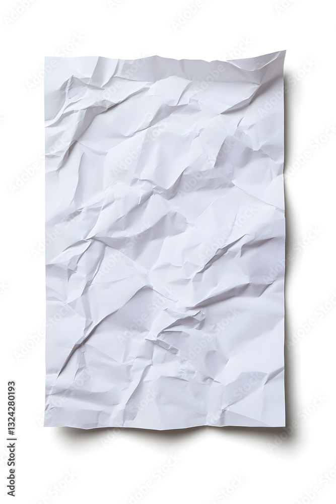 Obraz premium A piece of crumpled wrinkled white office paper isolated on white background