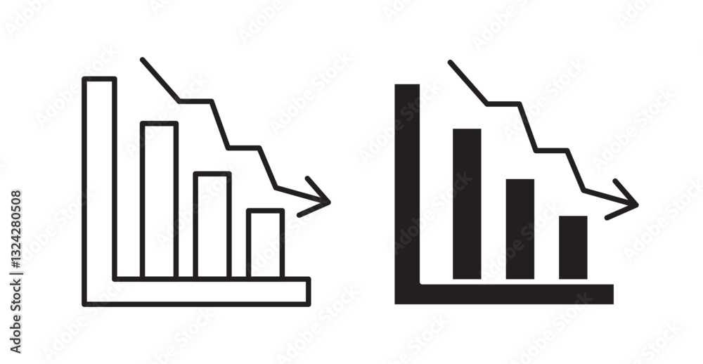 Reduction chart icons graphics vectors designs Reduction chart icons graphics vectors designs