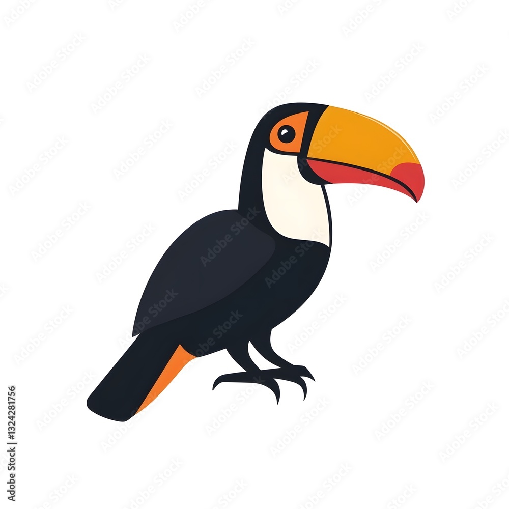 Obraz premium Isolated Tropical Cartoon Toucan Animal Bird Exotic Icon Logo Symbol